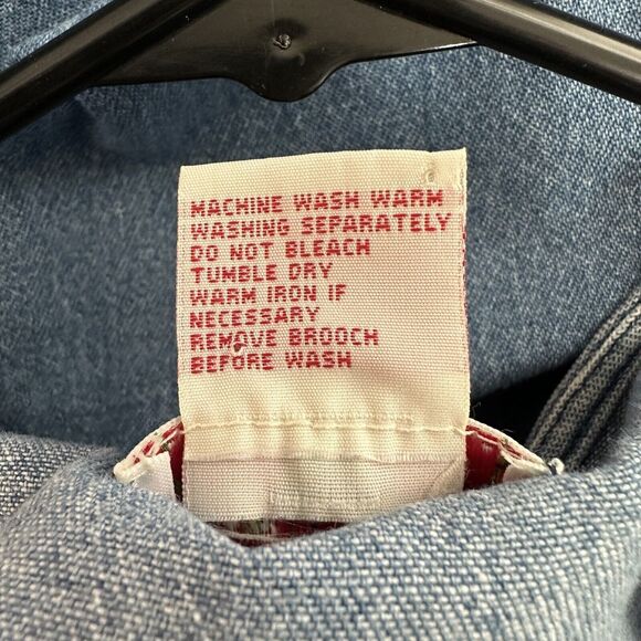 Vintage Toffee Apple Embroidered Shirt Women's Large Denim Flowers Scalloped Hem - Picture 11 of 11